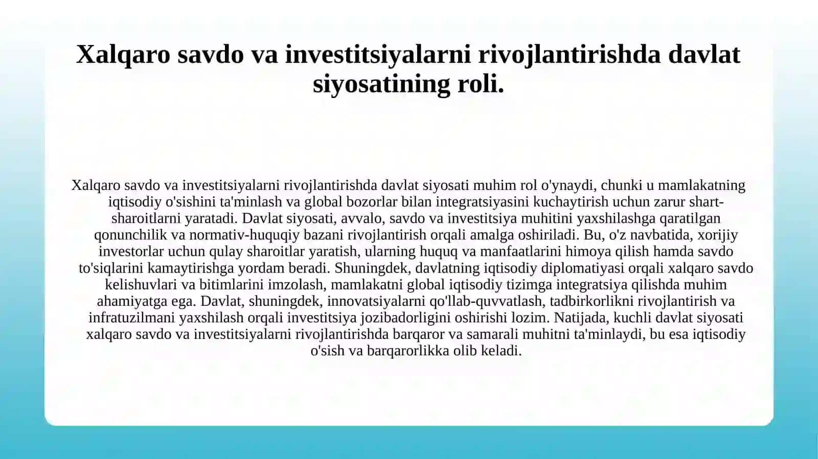 Italiya Respublikasi tashqi iqtisodiy aloqalarni xalqaro tartibga solish hamda, ishlab chiqarish omillari xalqaro xarakat taxlili 3