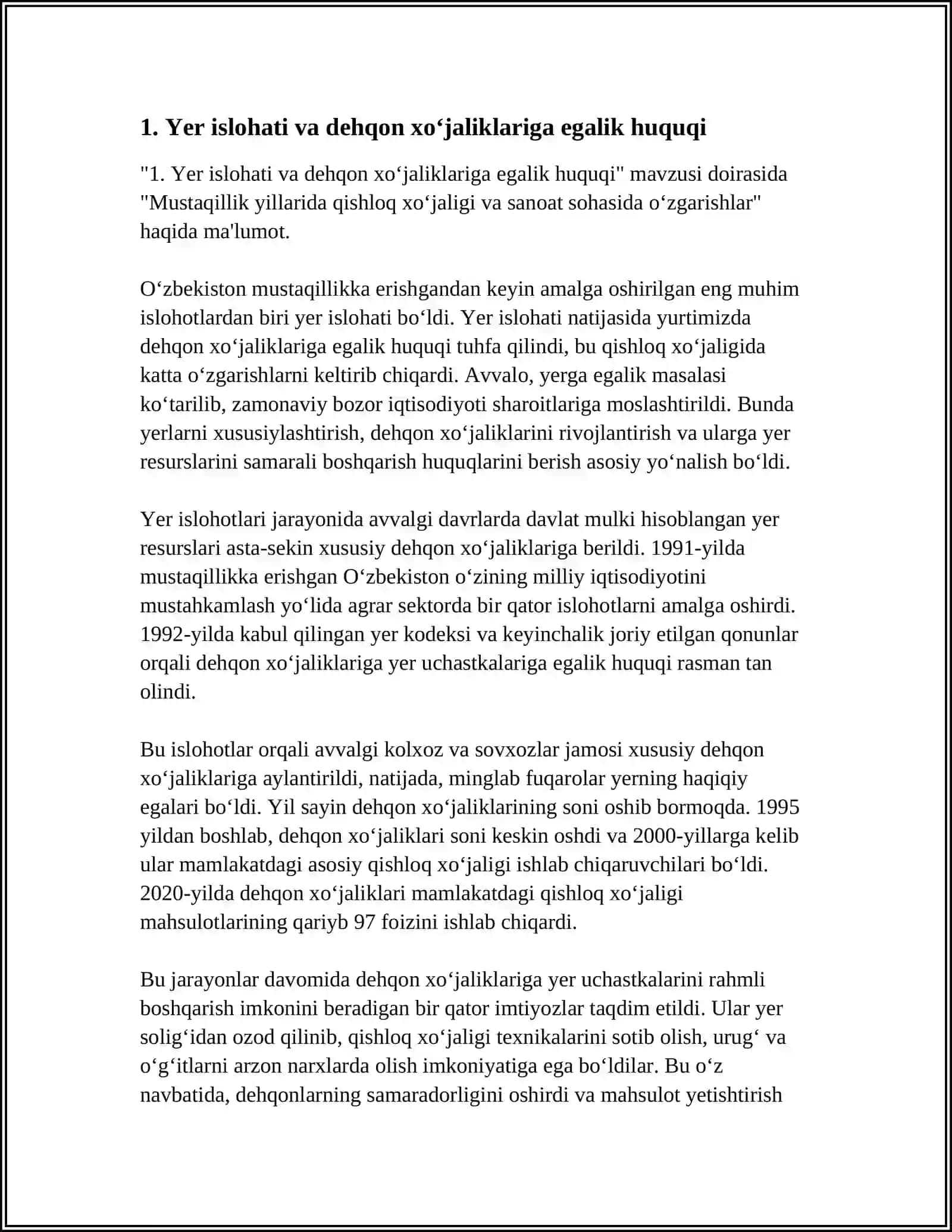 MUSTAQILLIK YILLARIDA QISHLOQ XOʻJALIGI VA SANOAT SOHASIDA OʻZGARISHLAR 3