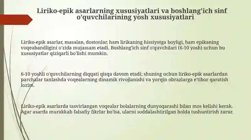 Liriko-epik asarlarni o&quv;tishning metodologik asoslari 3
