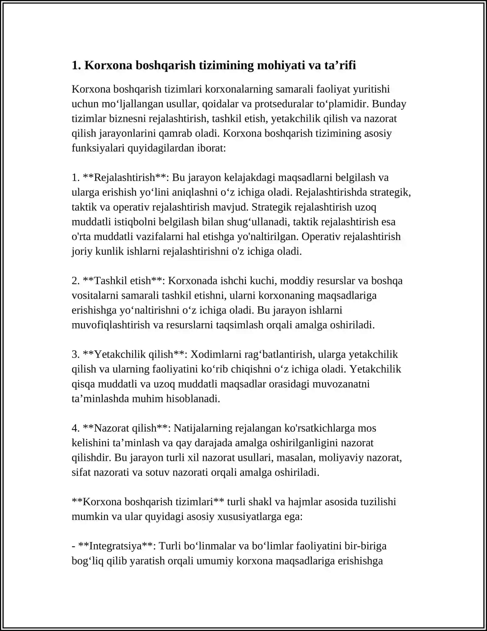 KORXONANI BOSHQARISH TIZIMI VA UNING ASOSIY XUSUSIYATLARI 3