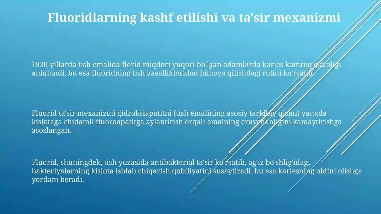 Stomatologik kasalliklar profilaktikasida fluor saqlovchi birikmalar 3
