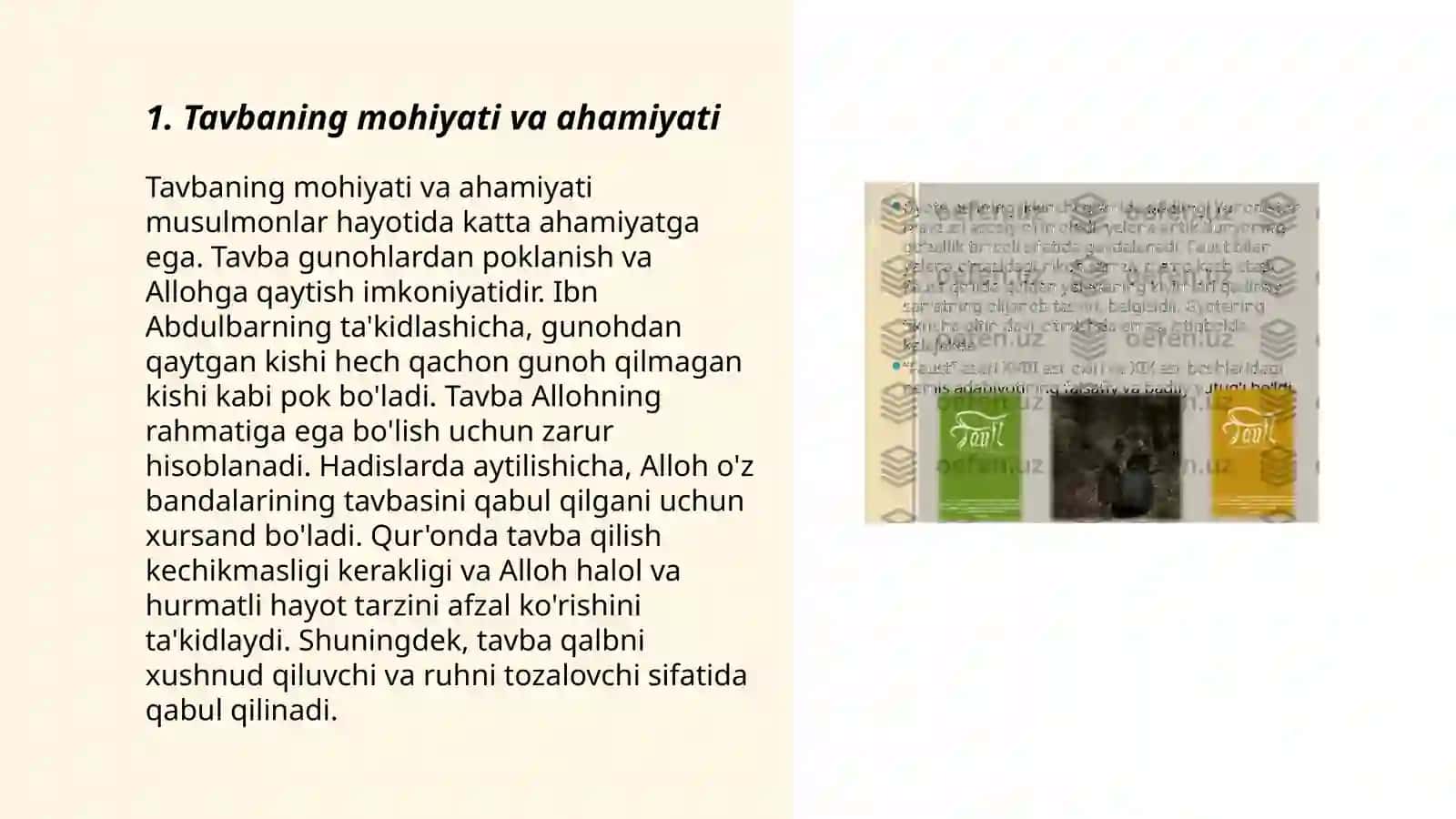 Din va axloq mavzusida esse Gʻazzoliy "Tavba"asari asosida 3