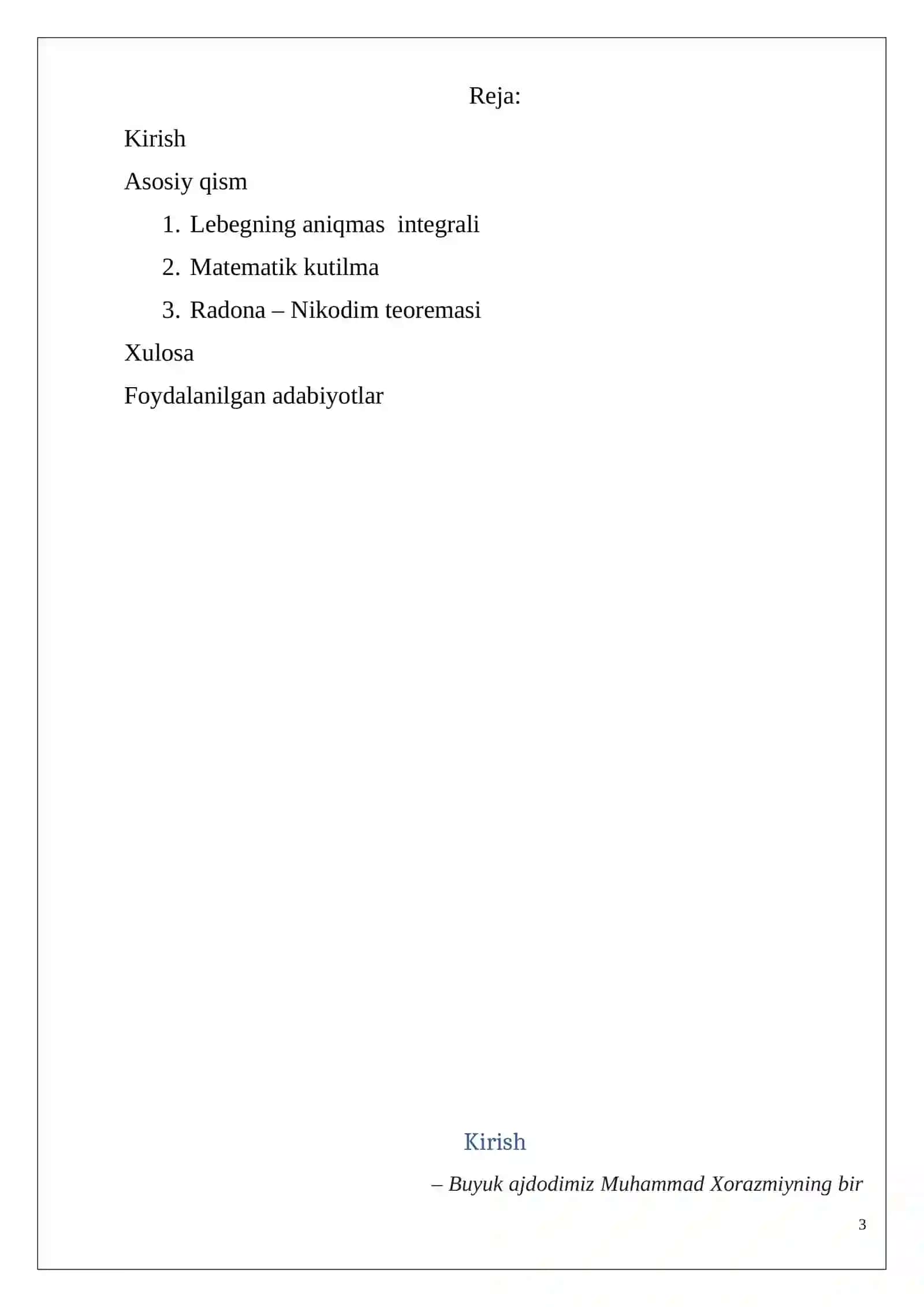 Lebegning aniqmas integrali 3