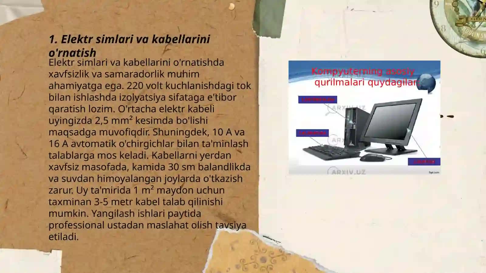 Elektr montaj ishlari, ularda foydalaniladigan asboblar turlari va tuzilishini o‘rganish 3