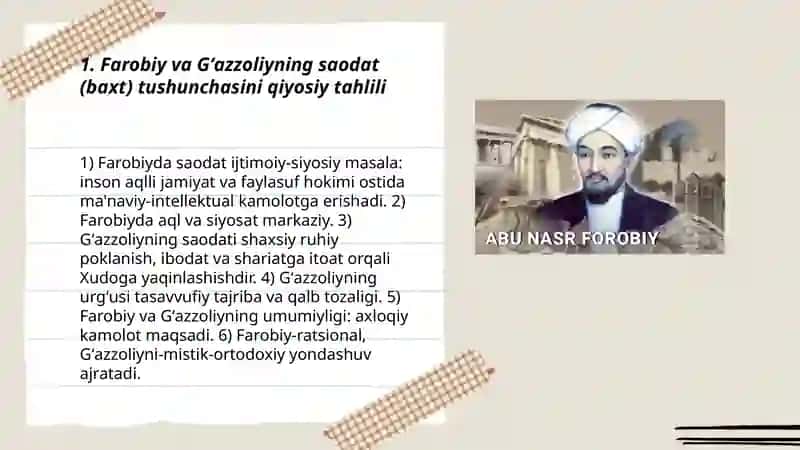 Abu Nasr Farobiy va Gʻazzoliyning falsafa ilmida oid qarashlarini qiyosiy tahlil qilish 3