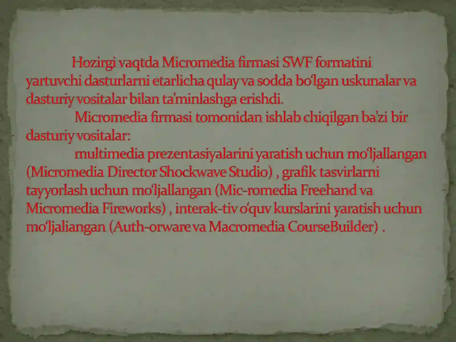 Macromedia Flash dasturiga kirish 3