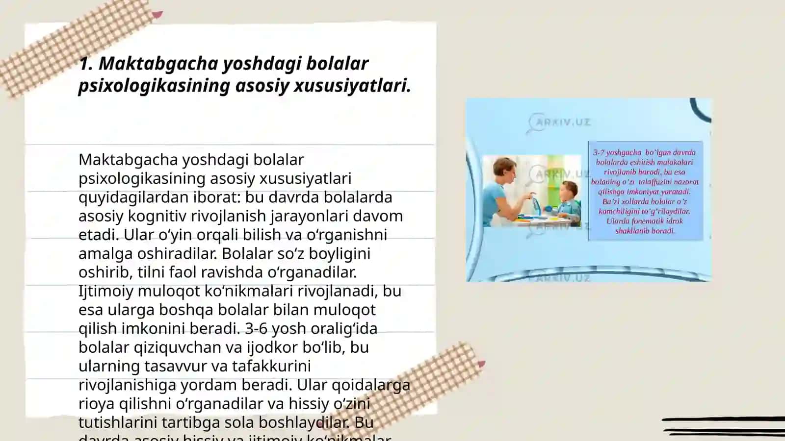 Maktabgacha yoshdagi bolalarning yoshga doir pedagogik va psixologik xususiyatlari va ularning bola sogʻlom rivojlanishidagi ahamiyati 3