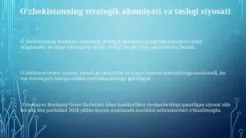 Òzbekistoning Markaziy Osiyoda tinchlik va barqarorlikni taminlashdagi orni 3