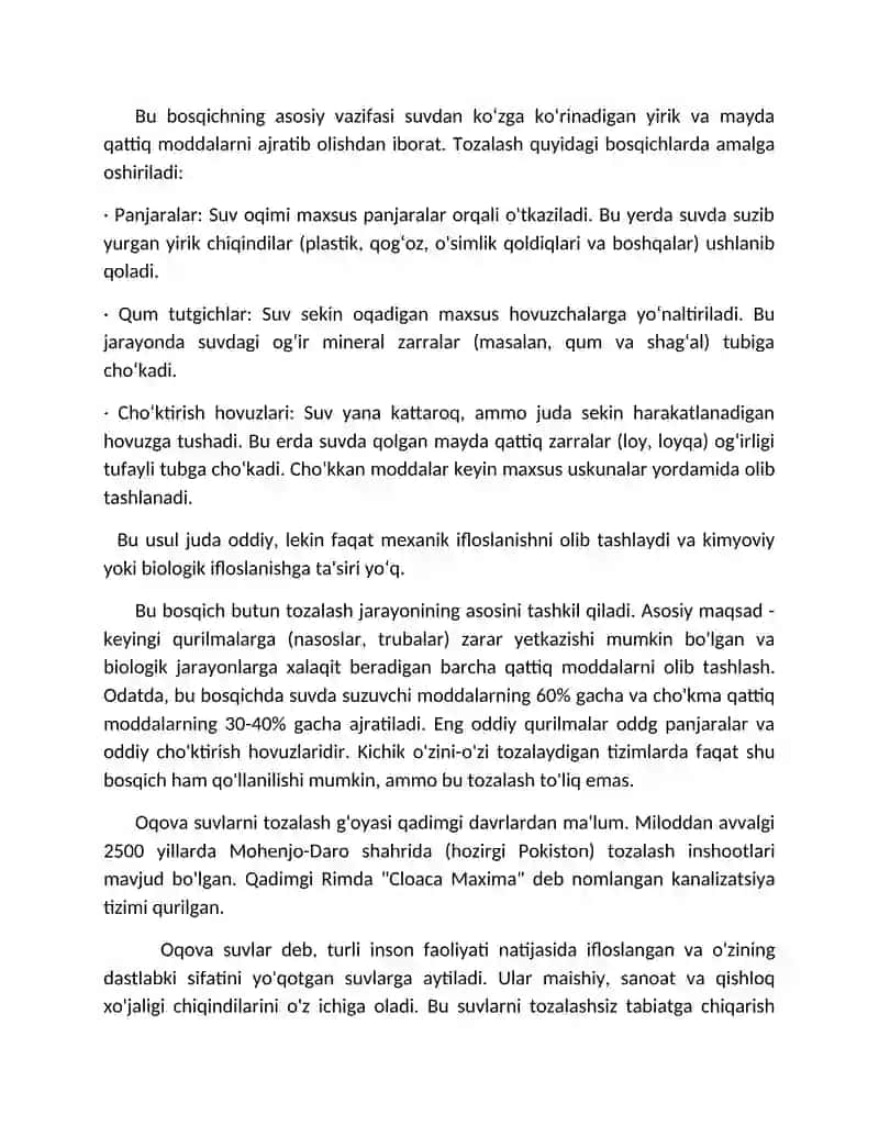 Oqova suvlarni tozalashning texnologiyasi 3