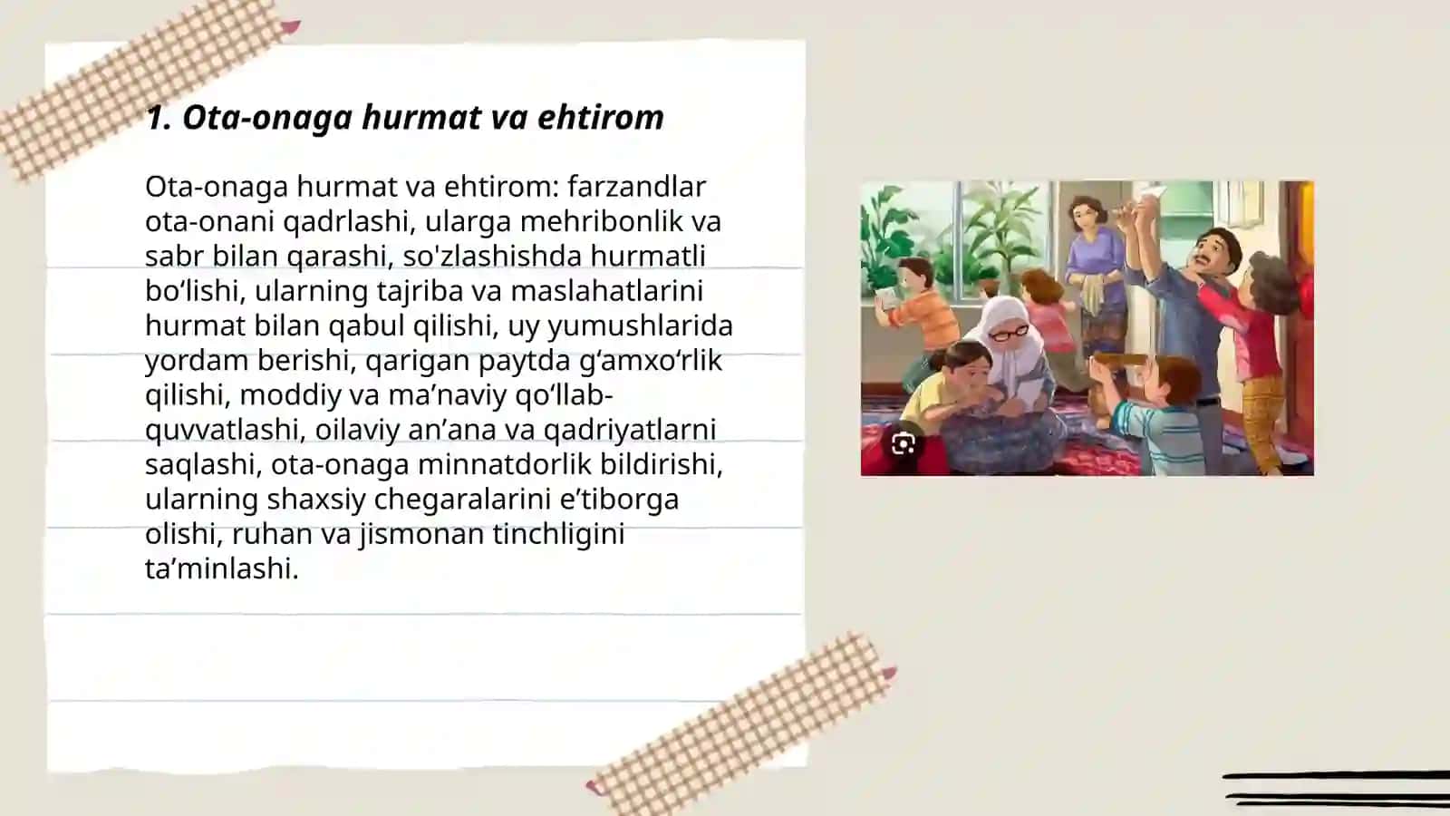 Oilada farzandlarning ota-ona oldidagi burch va vazifalari 3