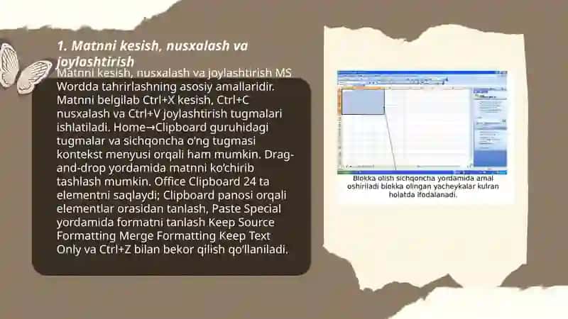 MS Word dasturida tahrirlash uskunalari bilan ishlash 3