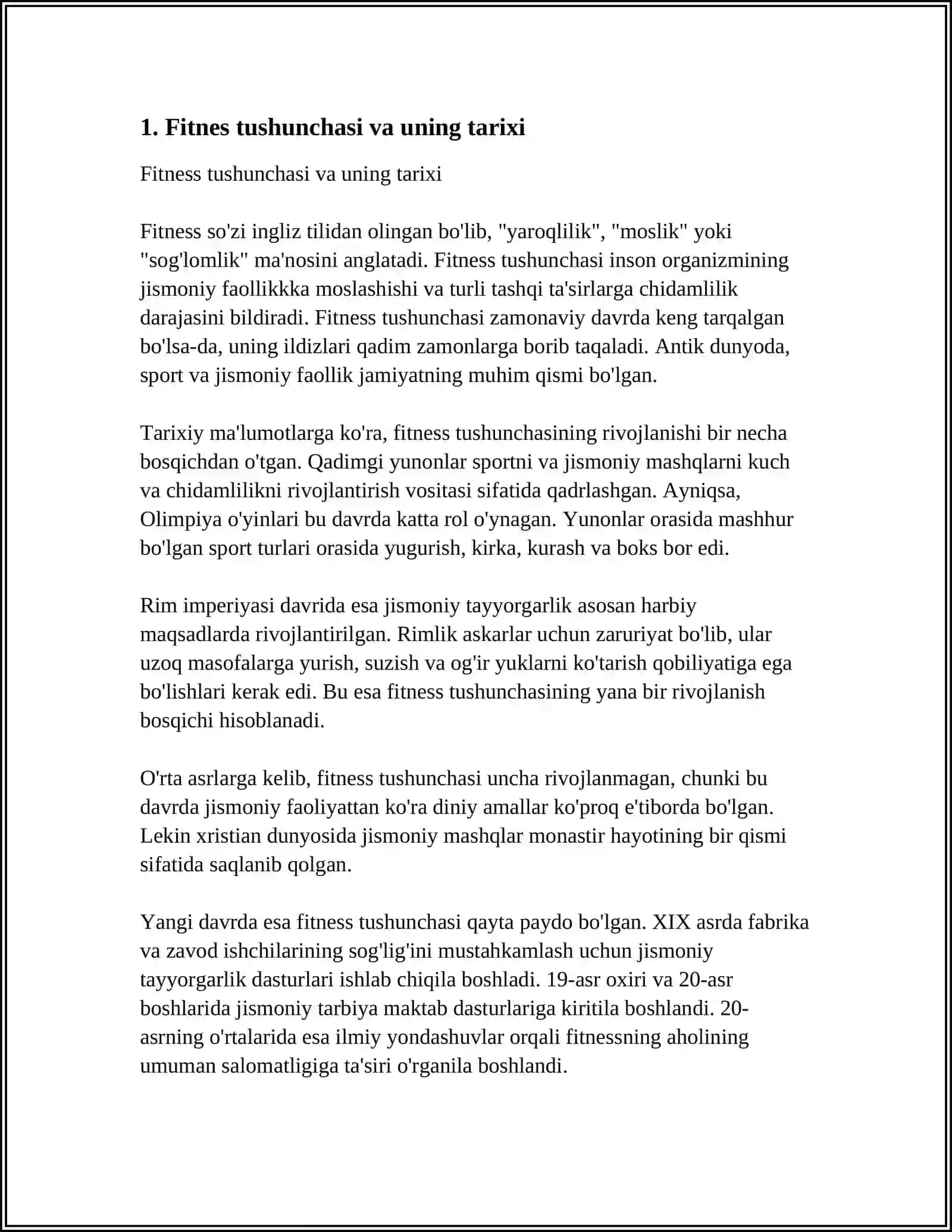 FITNES TUSHUNCHASI, TURLI YONALISHLAR, USULLAR 3