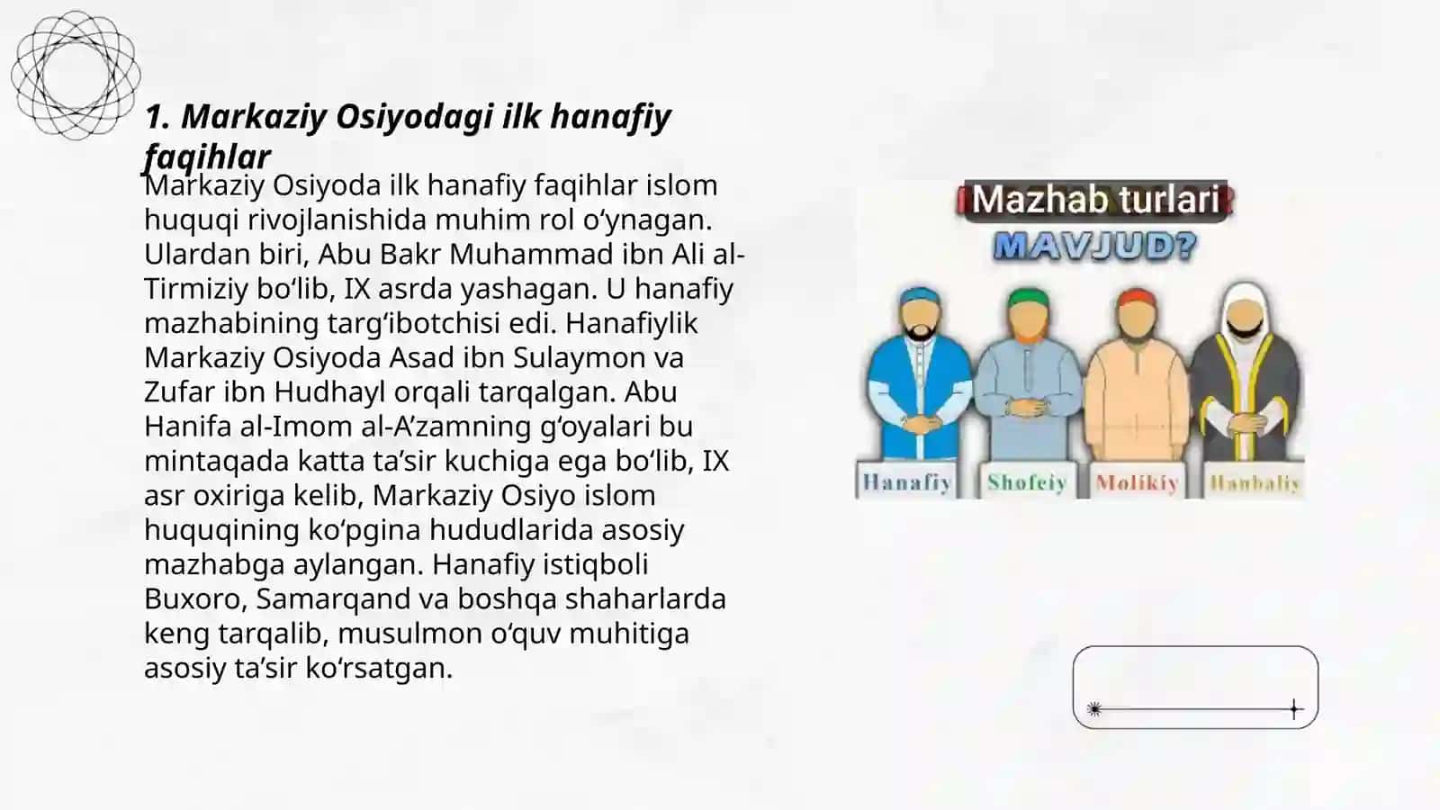 Hanafiy mazhabi rivojida Markaziy Osiyo faqihlarining roli va hissasi 3
