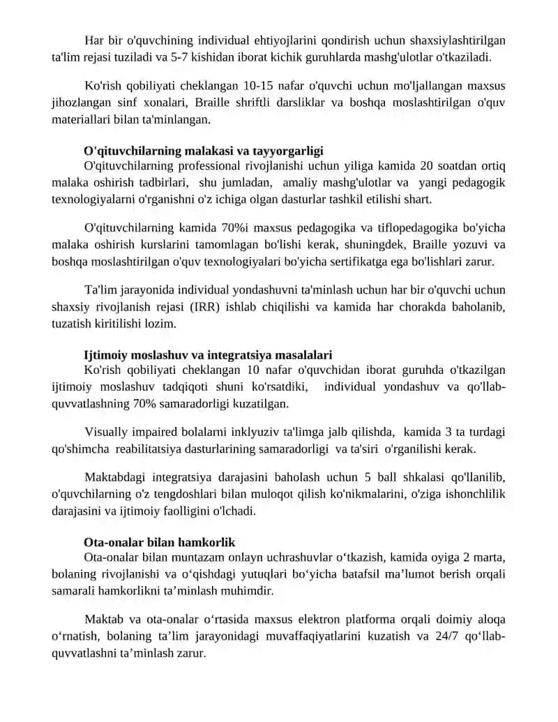 Zaif ko'ruvchi bolalar maktab internatida ta'lim tarbiya jaayoni 3
