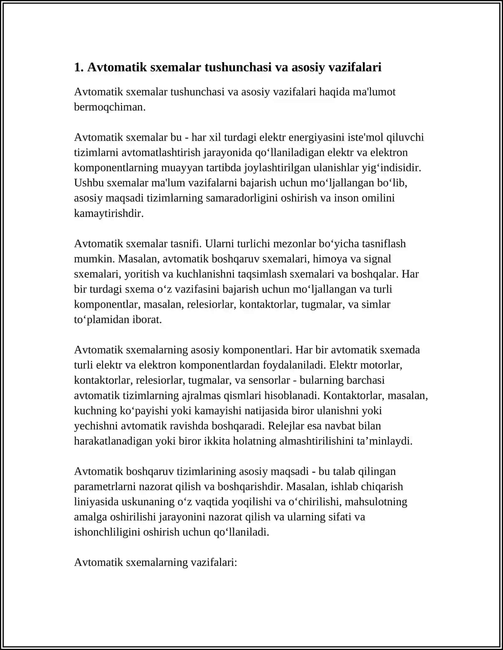 AVTOMATIK SXEMALARI VA ULARNING VAZIFALARI 3