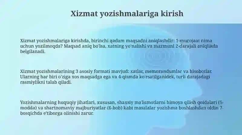 Xizmat yozishmalari 3