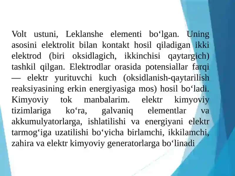 Tok manbalari akumlyatorlar quruq batarekalar . 3