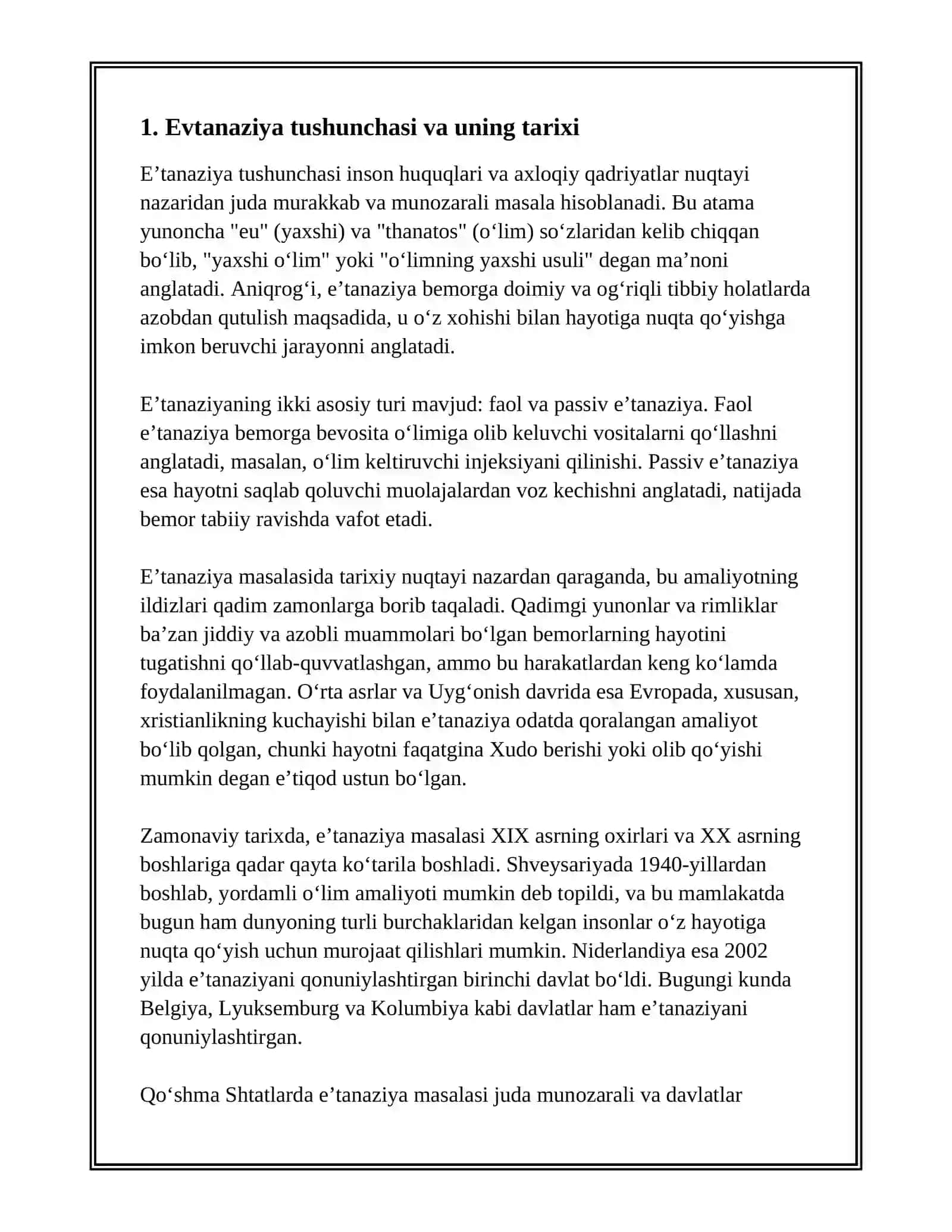 EVTANAZIYA MUAMMOLARI 3