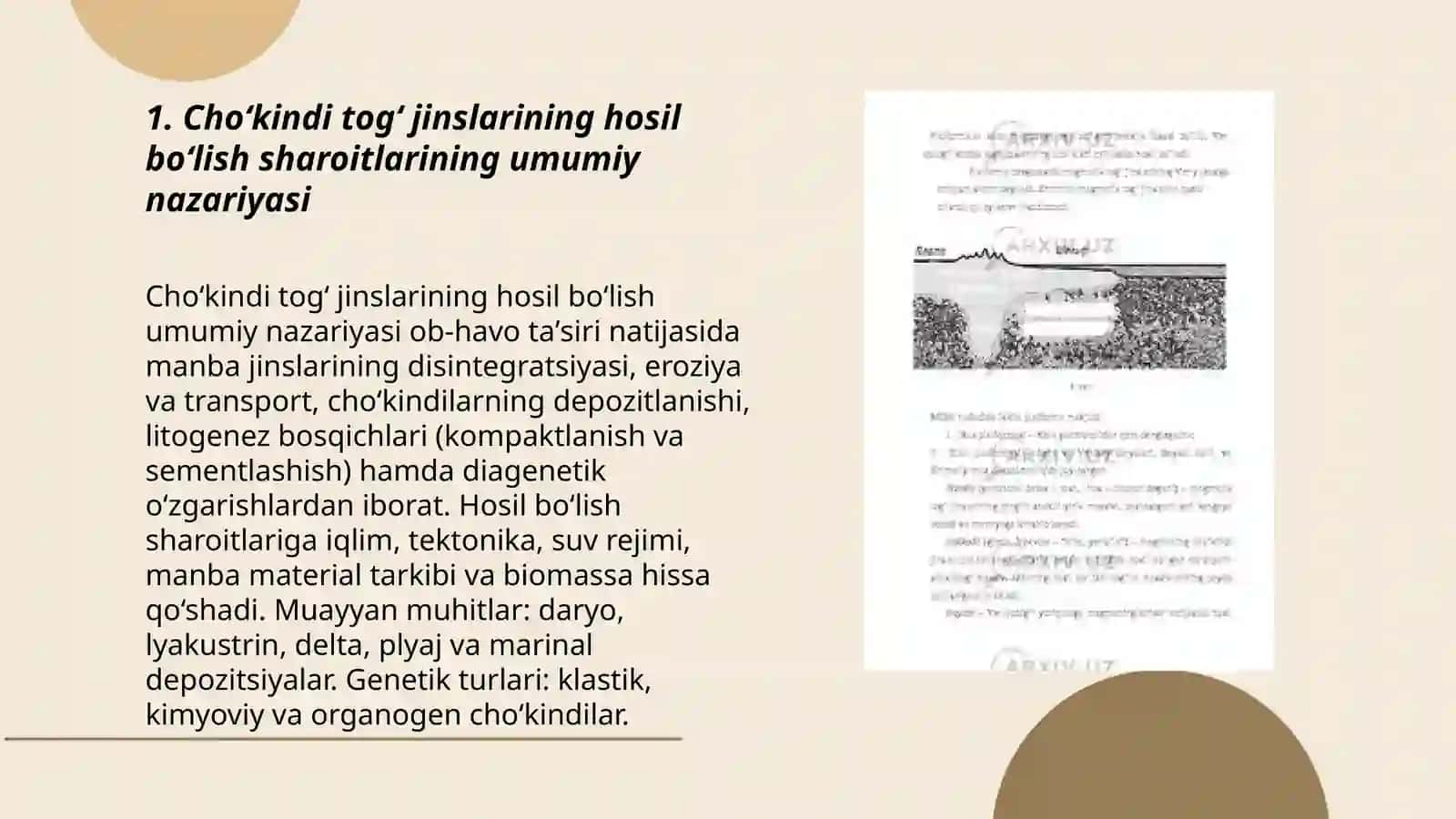 Cho‘kindi tog‘ jinslarining hosil bo‘lish sharoitlari 3