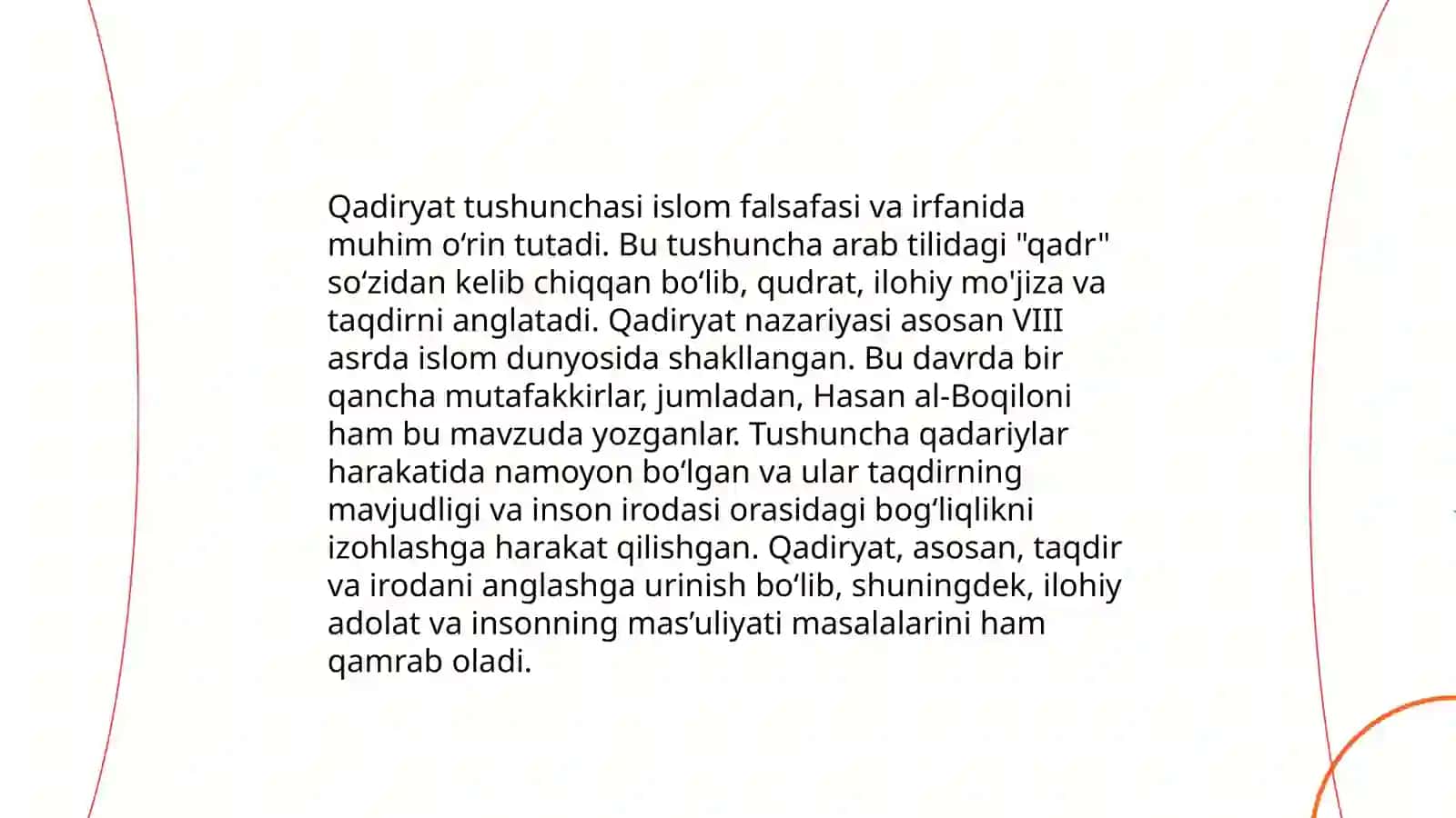 Qadiryat tushunchasinging ma'nosi va uning umumiy tavsifi 3