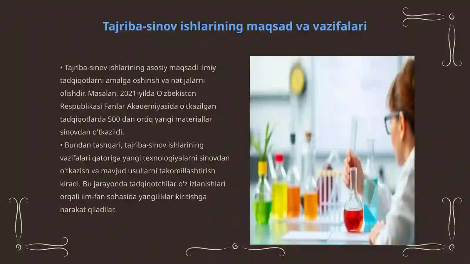TAJRIBA-SINOV ISHLARI VA ULARNI TASHKILLASHTIRISH 3