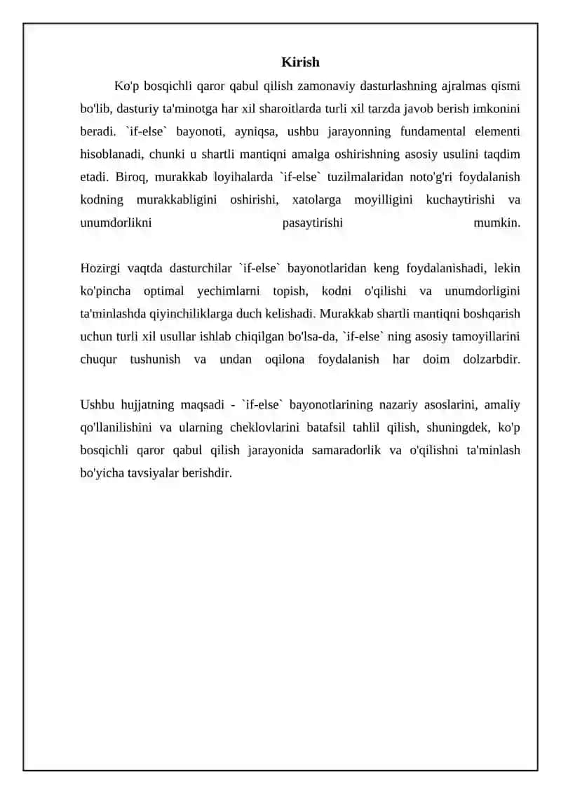 If–else bilan ko‘p bosqichli qarorlar 3