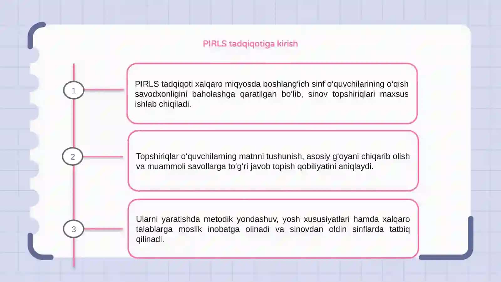PIRLS tadqiqoti uchun topshiriqlar tayyorlash va ular ustida ishlash texnologiyasi 3