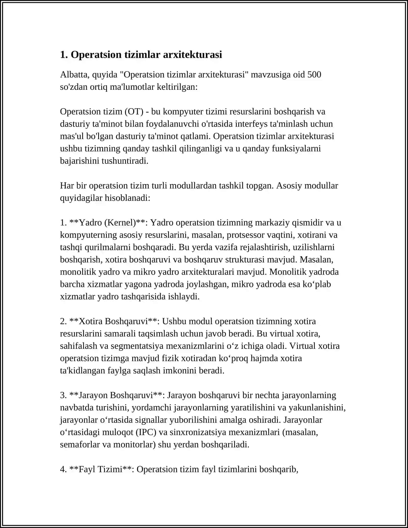 OPERATSION TIZIMLARDA MA'LUMOTLARNI KIRITISH CHIQARISH TIZIM XAVFSIZLIGI, KOMPYUTER TARMOG'INI TASHKIL QILISH 3