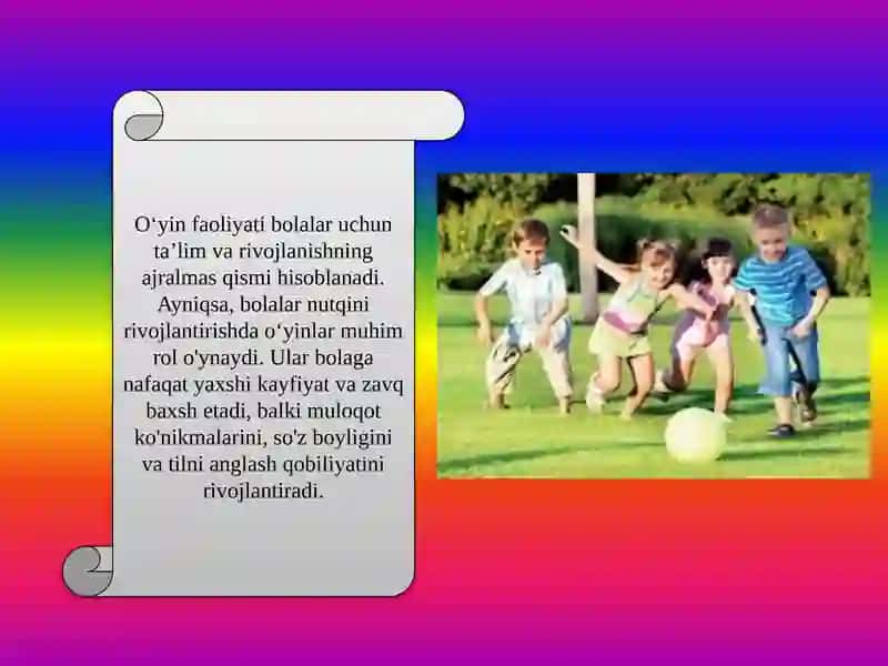 Mavzu: Oʻyin faoliyati orqali bolalar nutqini oʻstirish 3