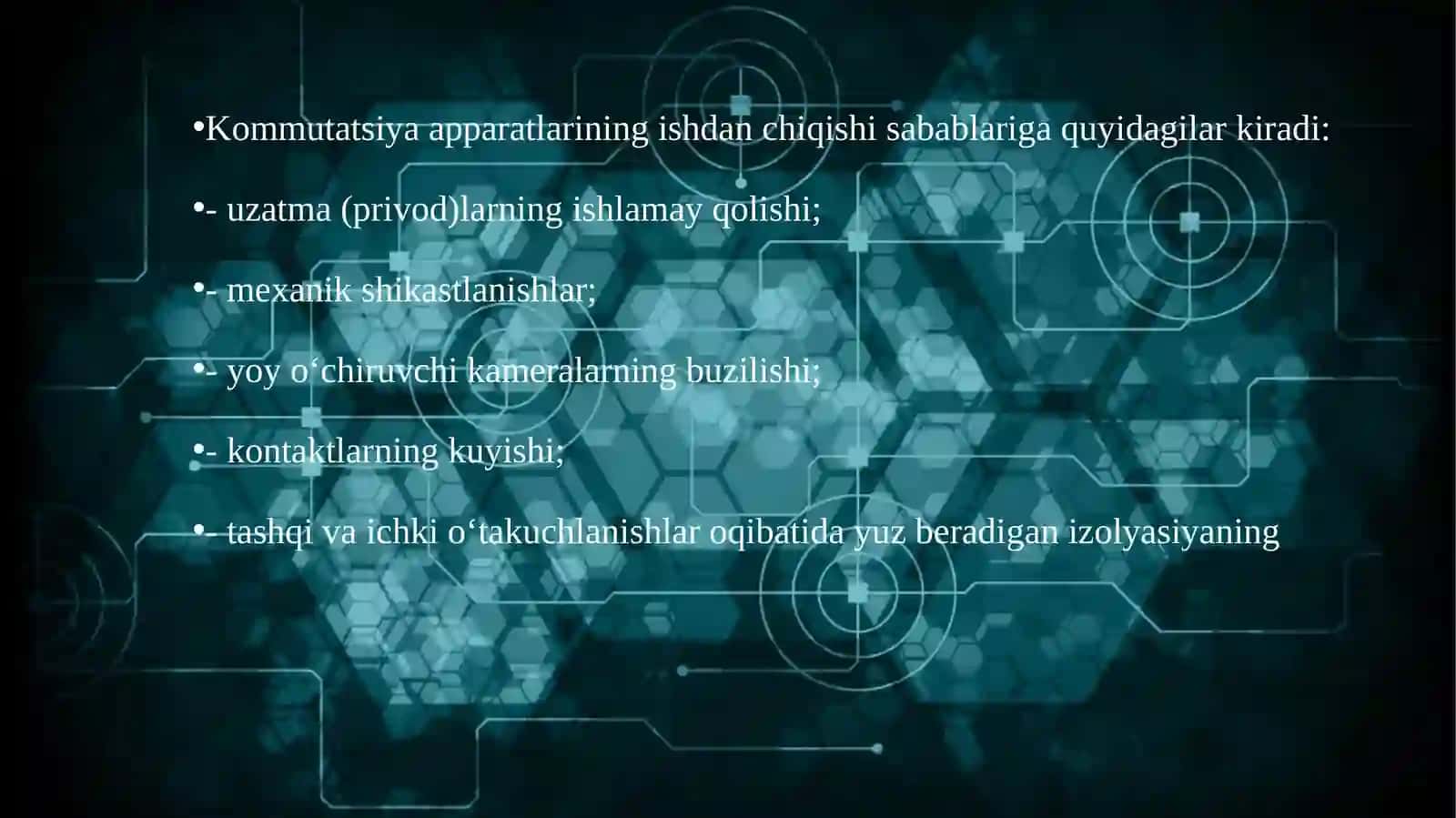 Kommutsatsion apparatlarning ishdan chiqish sabablari 3