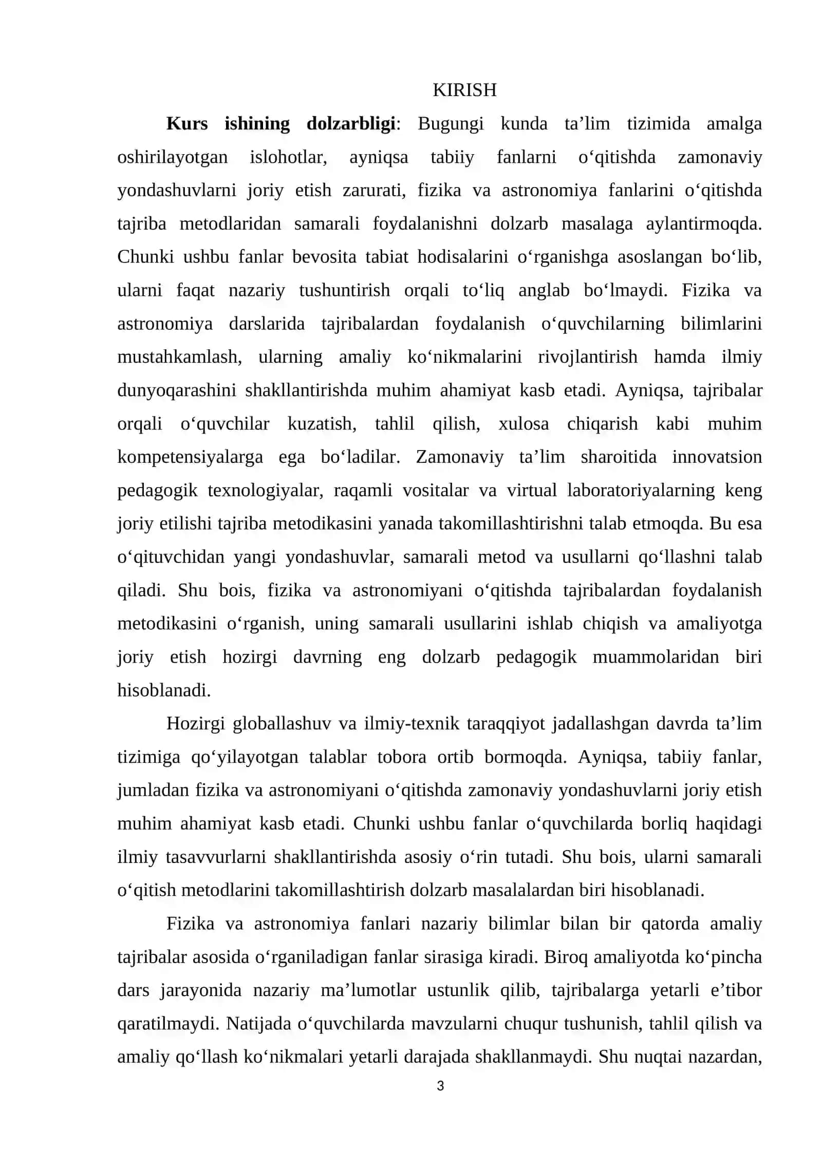 FIZIKA VA ASTRONOMIYANI O`TISHDA TAJRIBA FANLARIDA FOYDALANISH METODIKASI 3