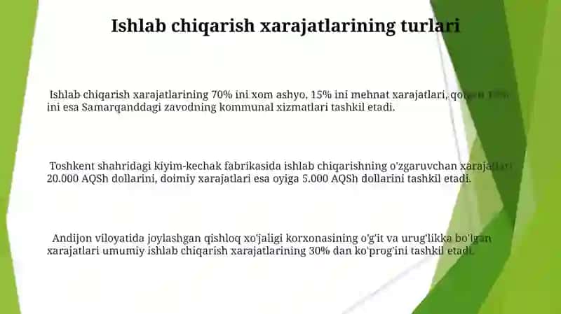 Ishlab chiqarish xarajalatlar tarkibi 3
