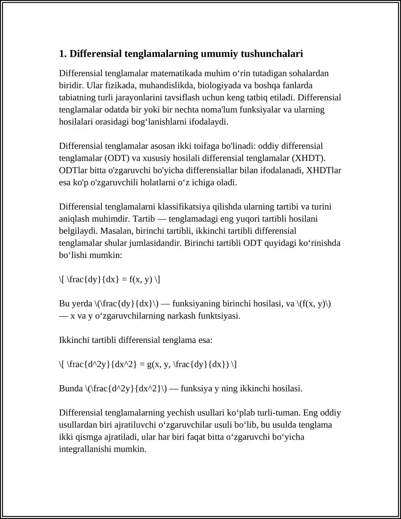 DIFFERENSIAL TENGLAMALARNING AMALIY MASALALAR YECHISHGA TADBIQLARI 3