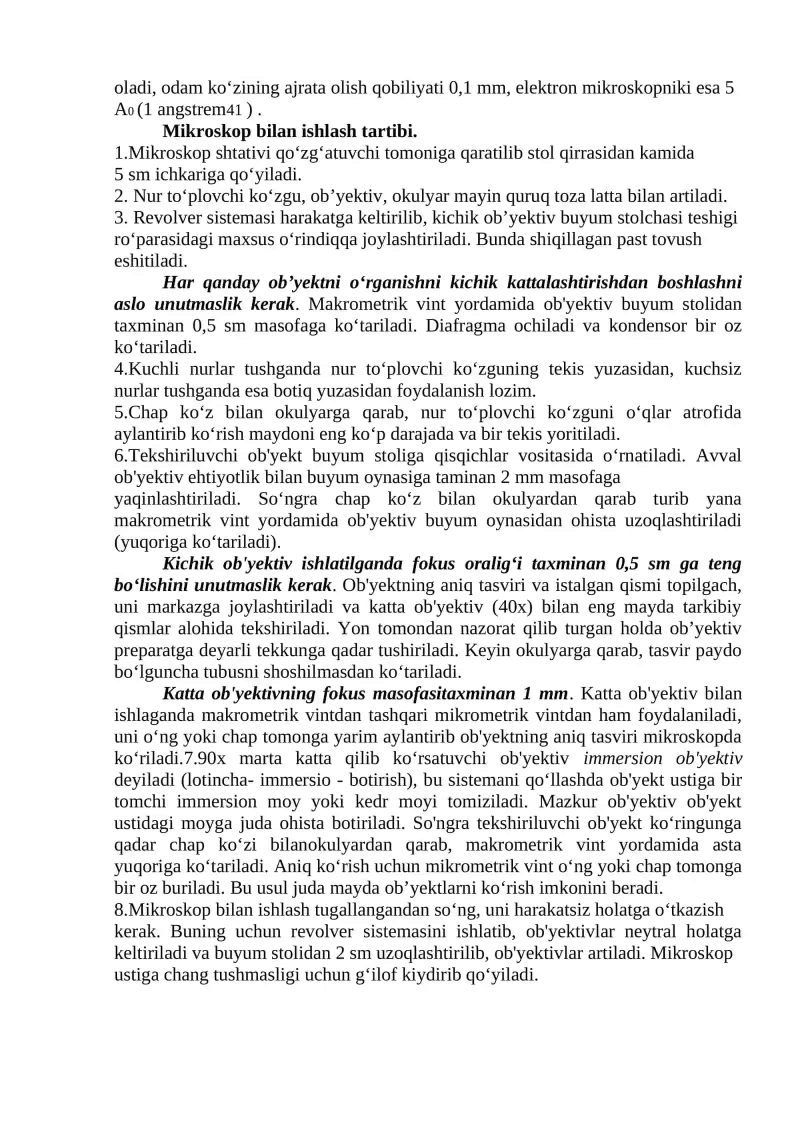 Mikroskop. Mikroskopik texnika. Vaqtinchalik preparatlar tayyorlash. Hujayrani o‘rganish usullari. Hujayrani tuzilishi va funksiyalari 3