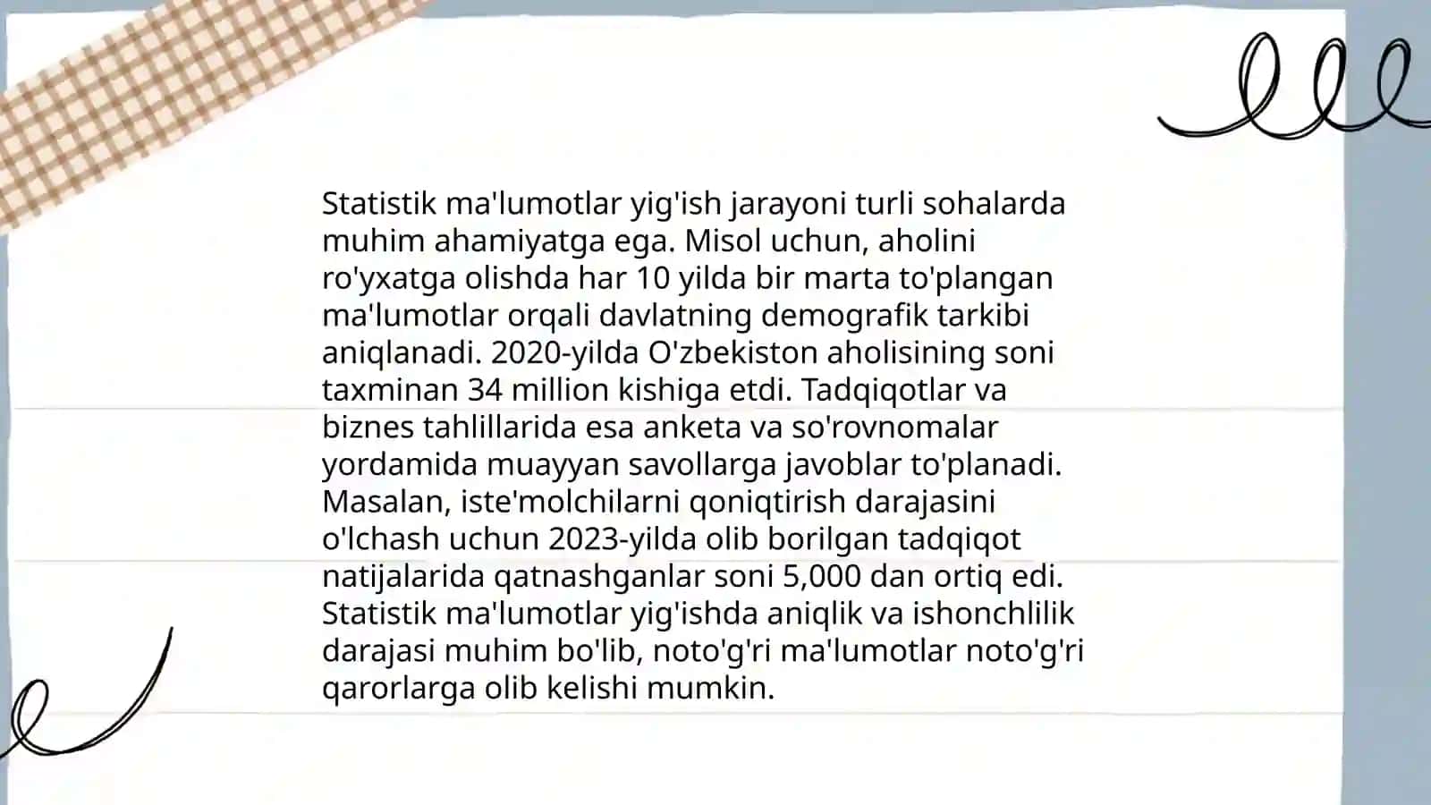 Statistik ma'lumotlar yig'ish 3