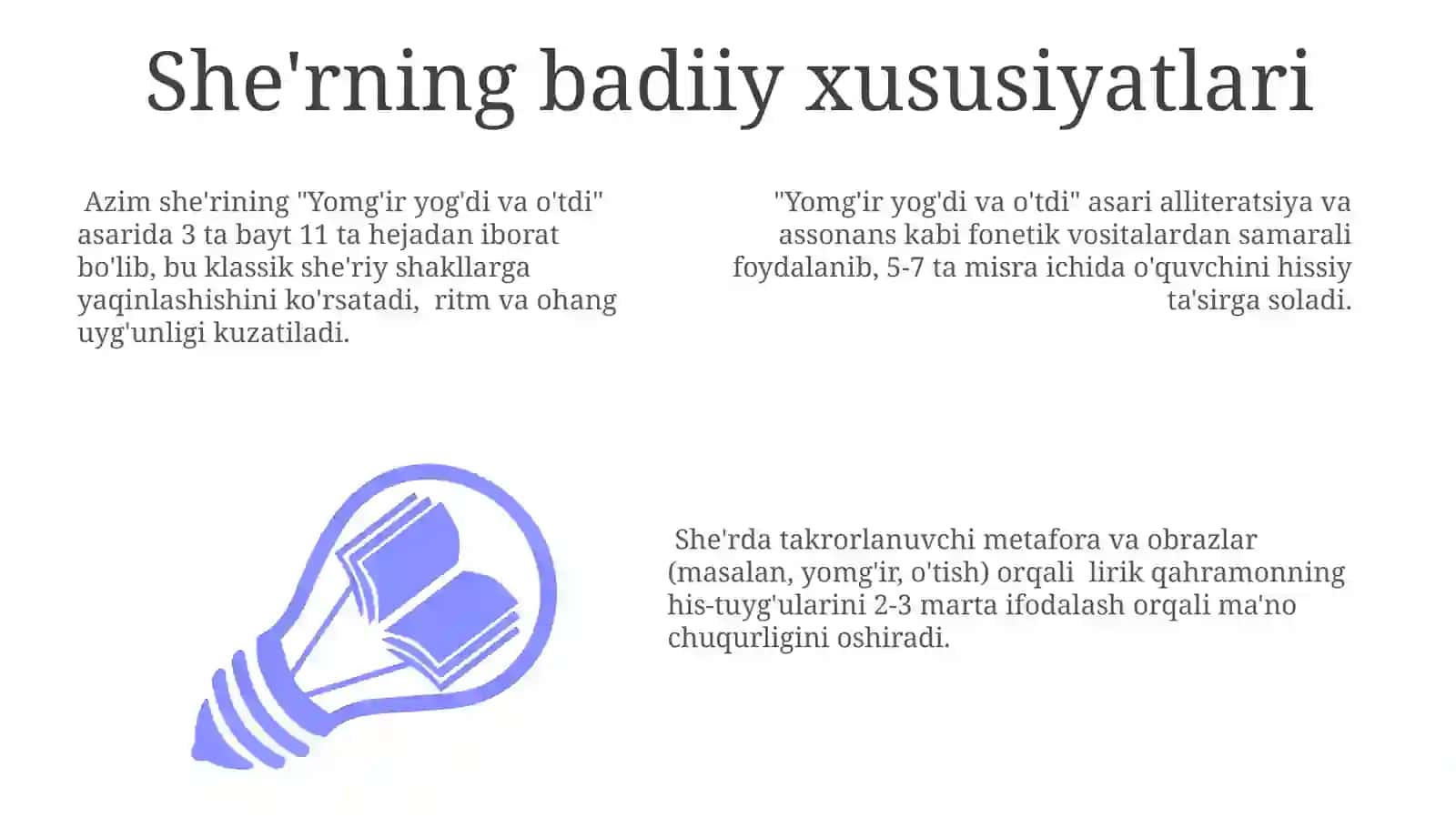 Yomgʻir yogʻib utdi sheʼri haqida 3
