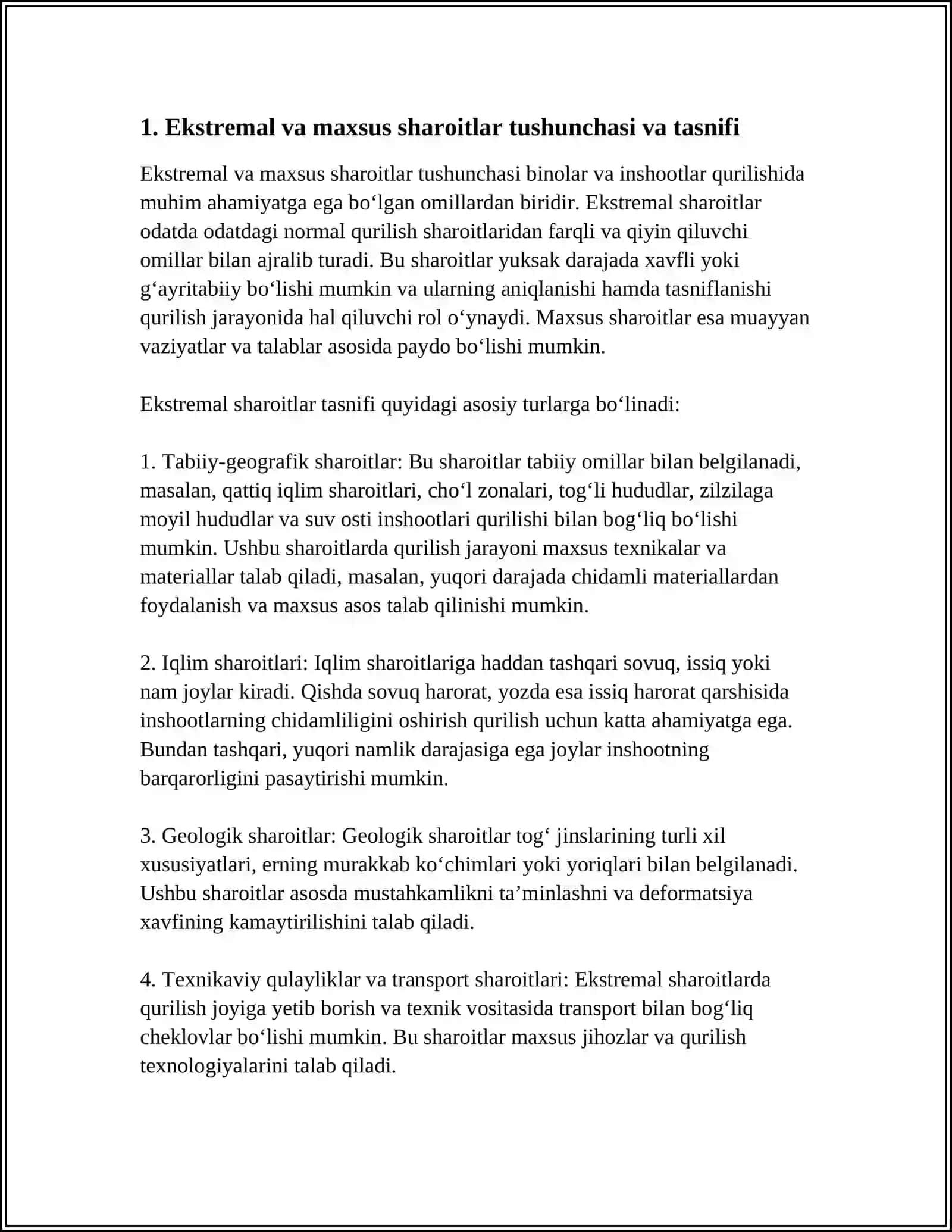 EKSTRIMAL VAMAXSUS SHAROITLARDA BINO VA INSHOOTLAR QURULISHINING UZIGA XOSLIGI 3