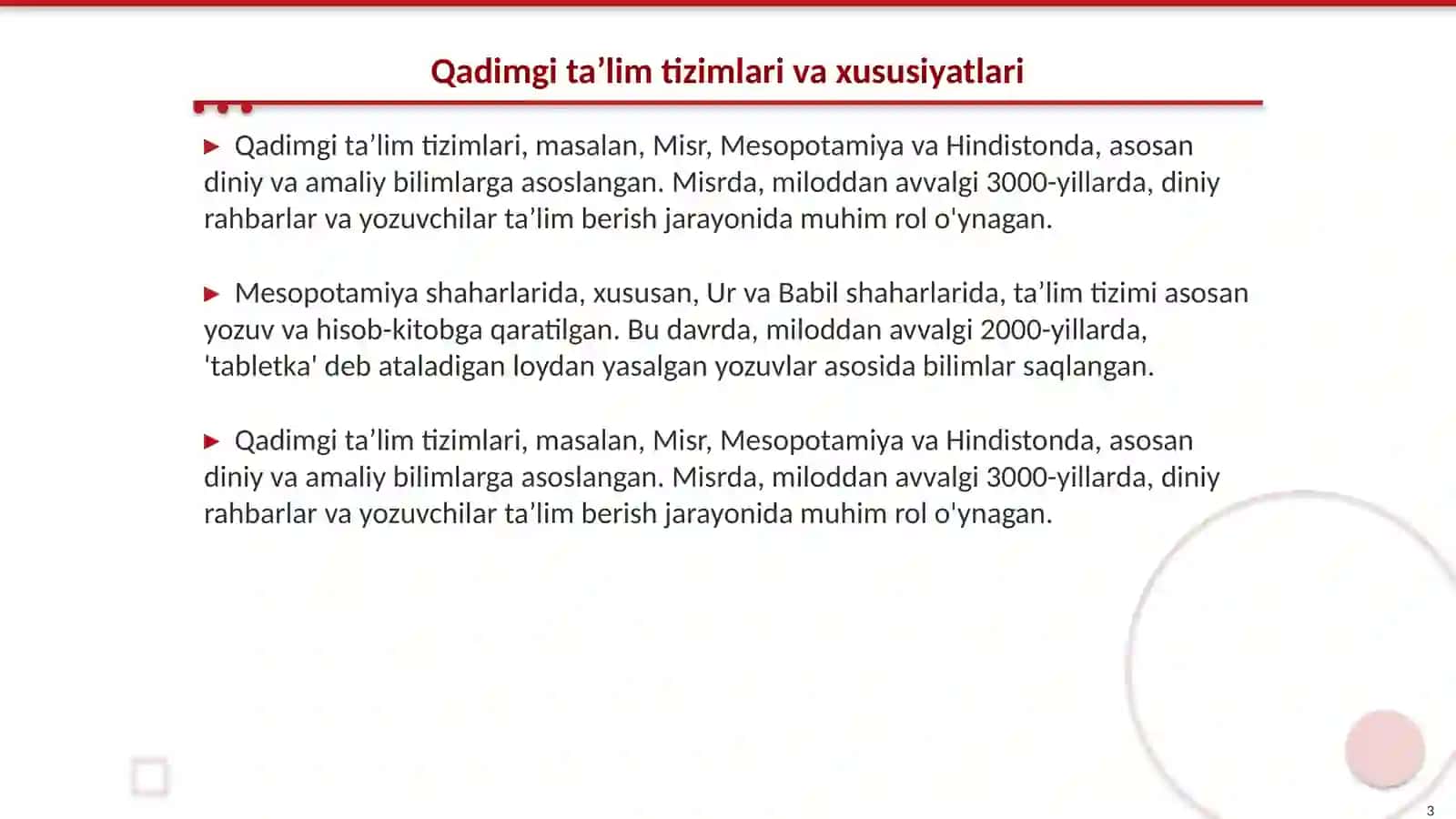 Eng qadimgi davrlardan 7 asrgacha taʼlim tarbiya va pedagogik fikrlar 3