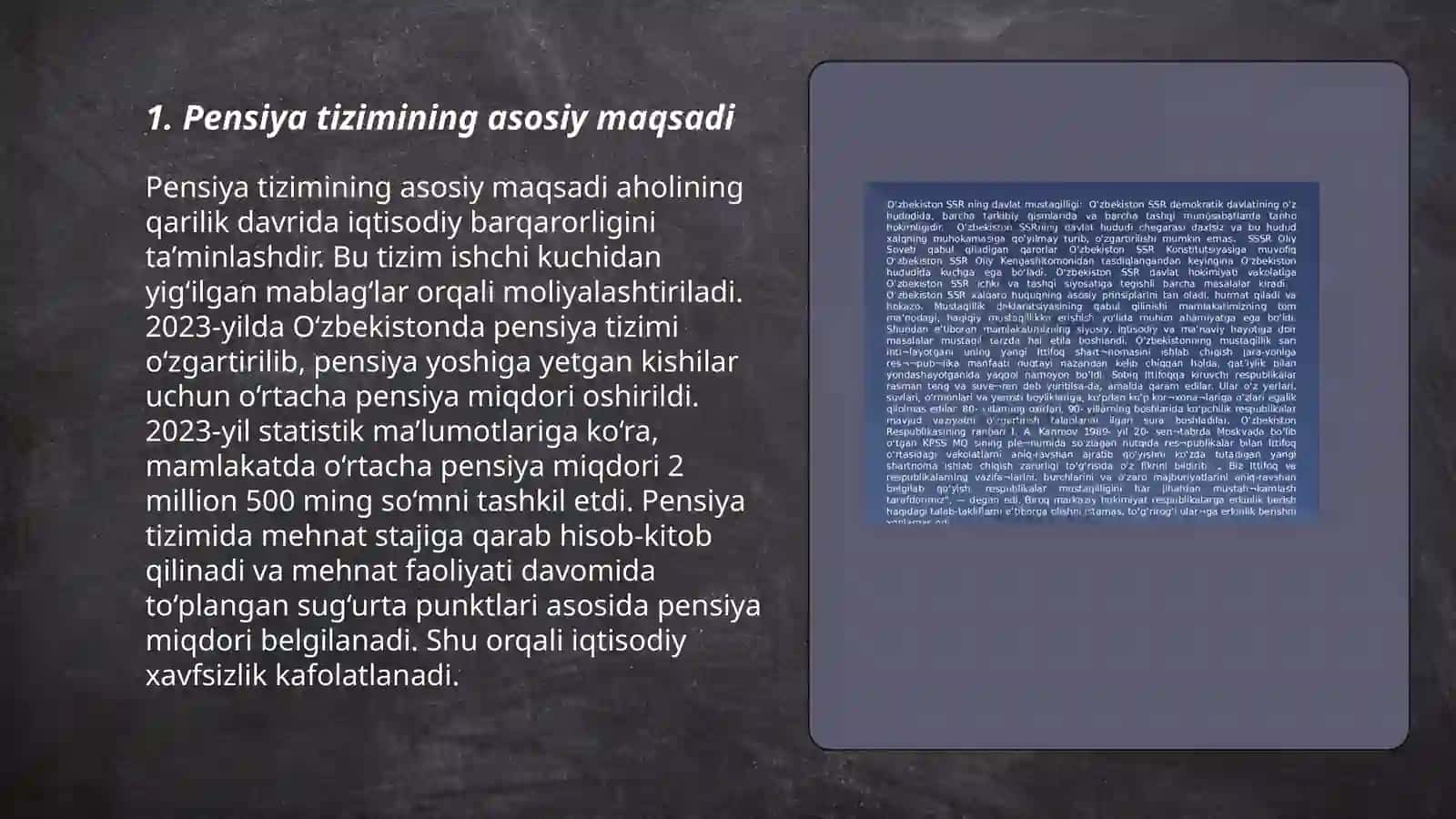 Pensiya taʼminotining mohiyati, zarurligi va davlat ijtimoiy siyosatini amalga oshirishdagi ahamiyati 3