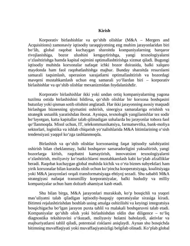 Korporativ birlashishlar va qo'shib olishlar 3