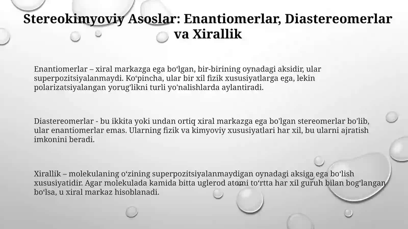 Organik stereo kimyo asoslari va aromatik birikmalarning barqarorlik nazariyalari 3