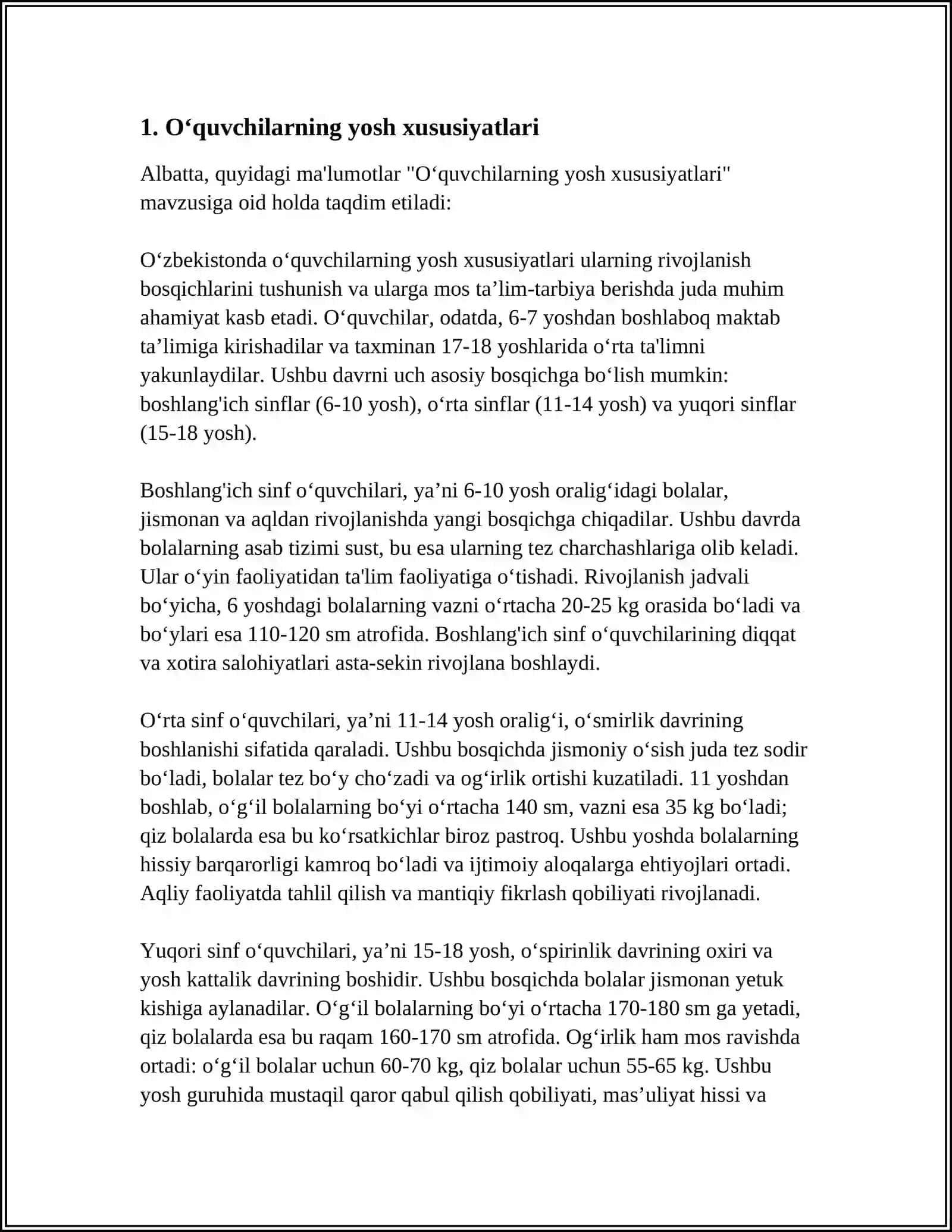 O'quvchilarni pedagogik va psixologik jihatdan tavsifnoma tayyorlash 3