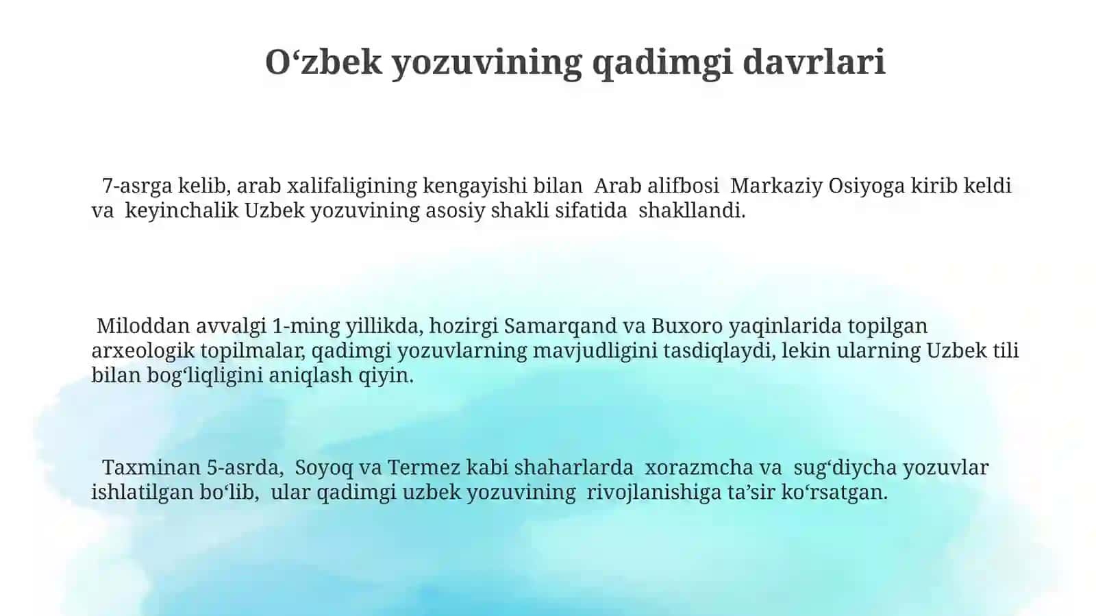 O'zbek tilining yozuv tizimlari taraqqiyoti 3