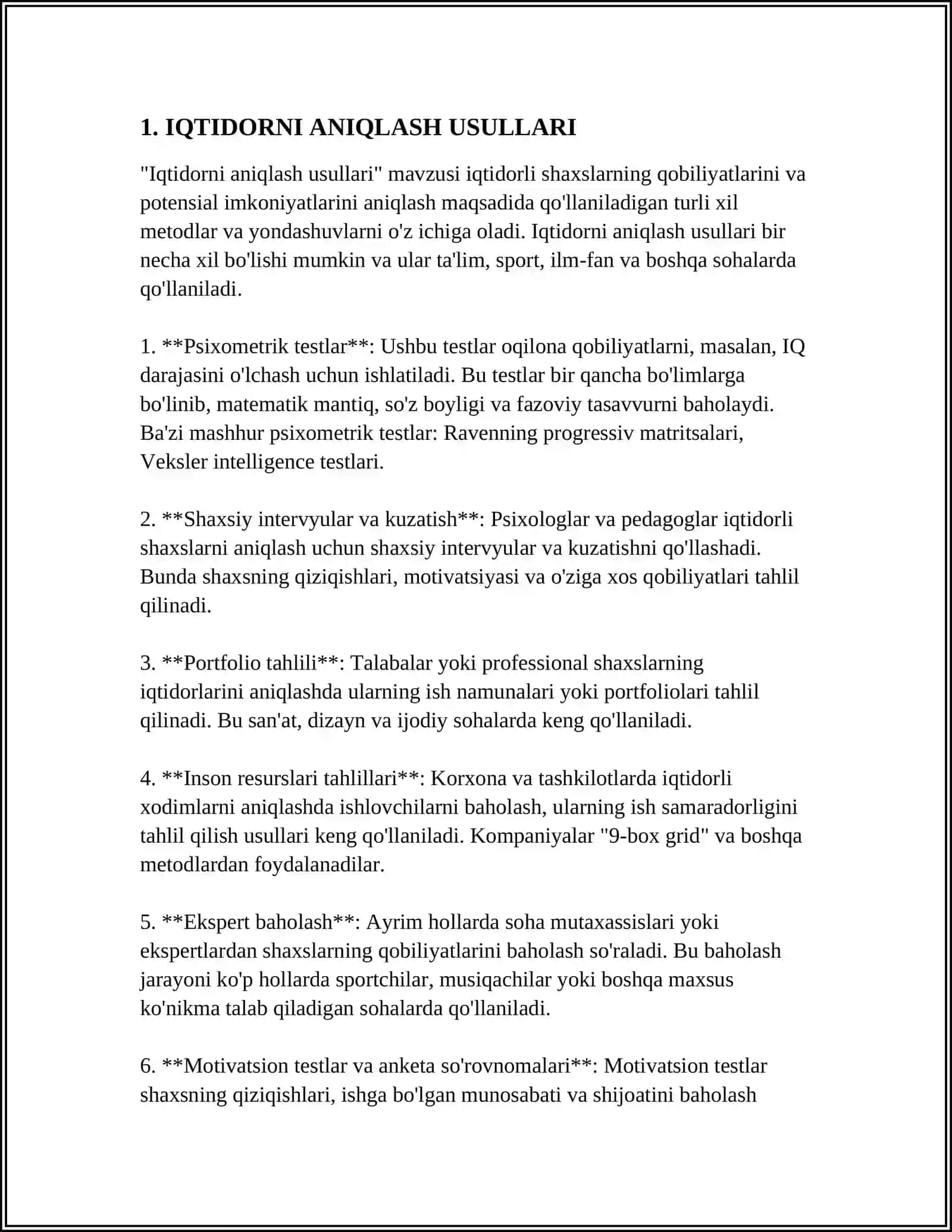 MUSTAQIL ISH Mavzu: IQTIDORLILIK VA AKADEMIK O'ZLASHTIRMASLIK 3