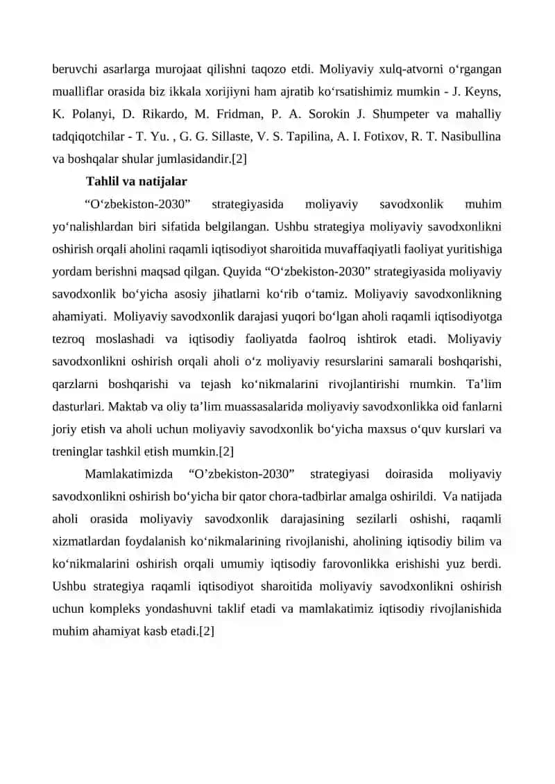 Raqamli iqtisodiyot sharoitida mamlakatimiz aholisining molivayiy savodxonligini oshirish muammo va yechimlari 3