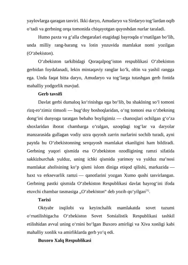 Oʻzbekiston Respublikasi Davlat Gerbi 3