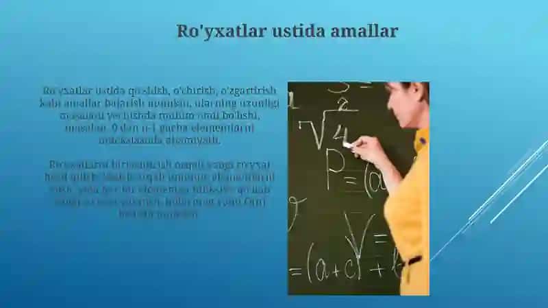 Ro’yxatlar, Toplam va Kophadlar ustida amallar 3