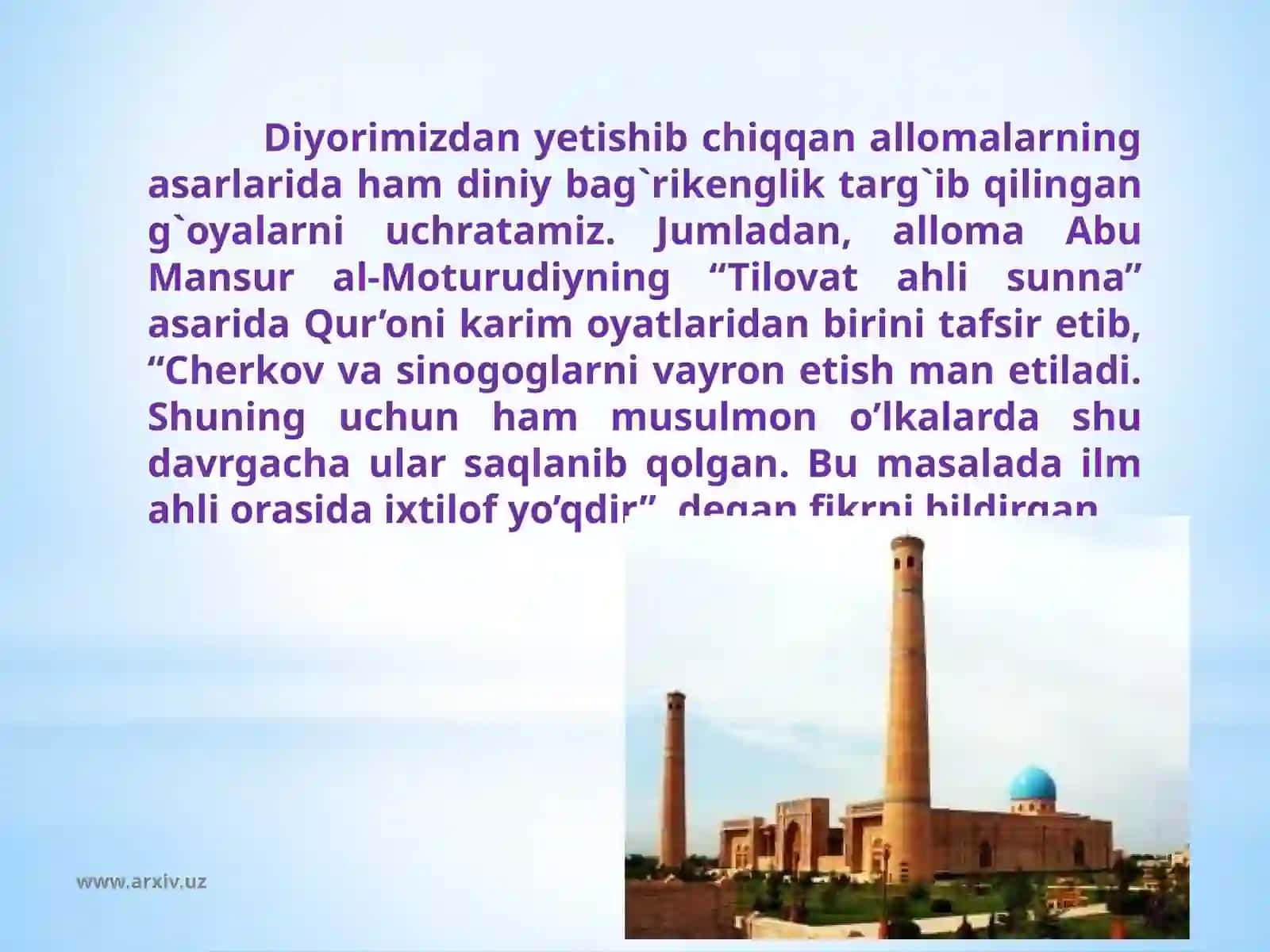 Diniy bag’rikenglik va millatlararo totuvlik 3