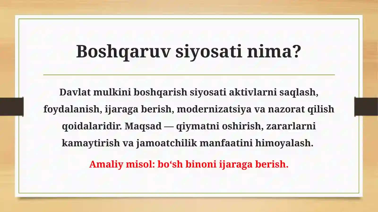 Davlat mulkini xususiylashtirish va boshqarish siyosati 3