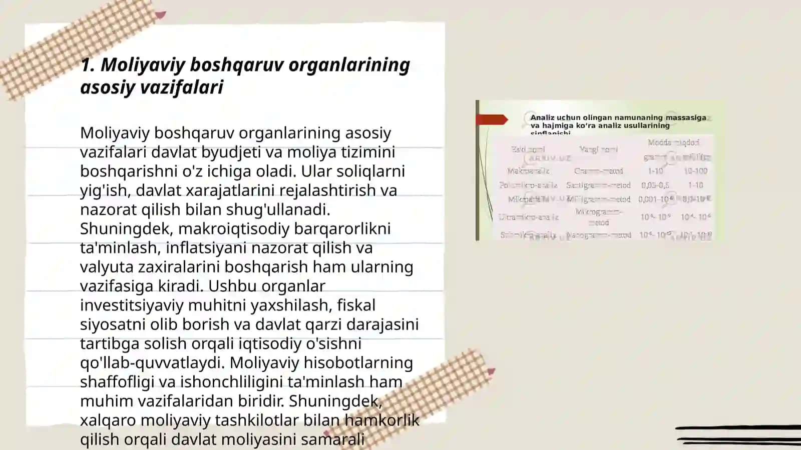 Moliyaviy boshqaruv organlarining vazifalari va funktsiyalari 3